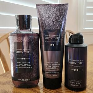 🛍BOGO 50% OFF🥃🫧🧴🛁 NWT‼️ BBW "Countdown to Midnight" 3-piece Collection